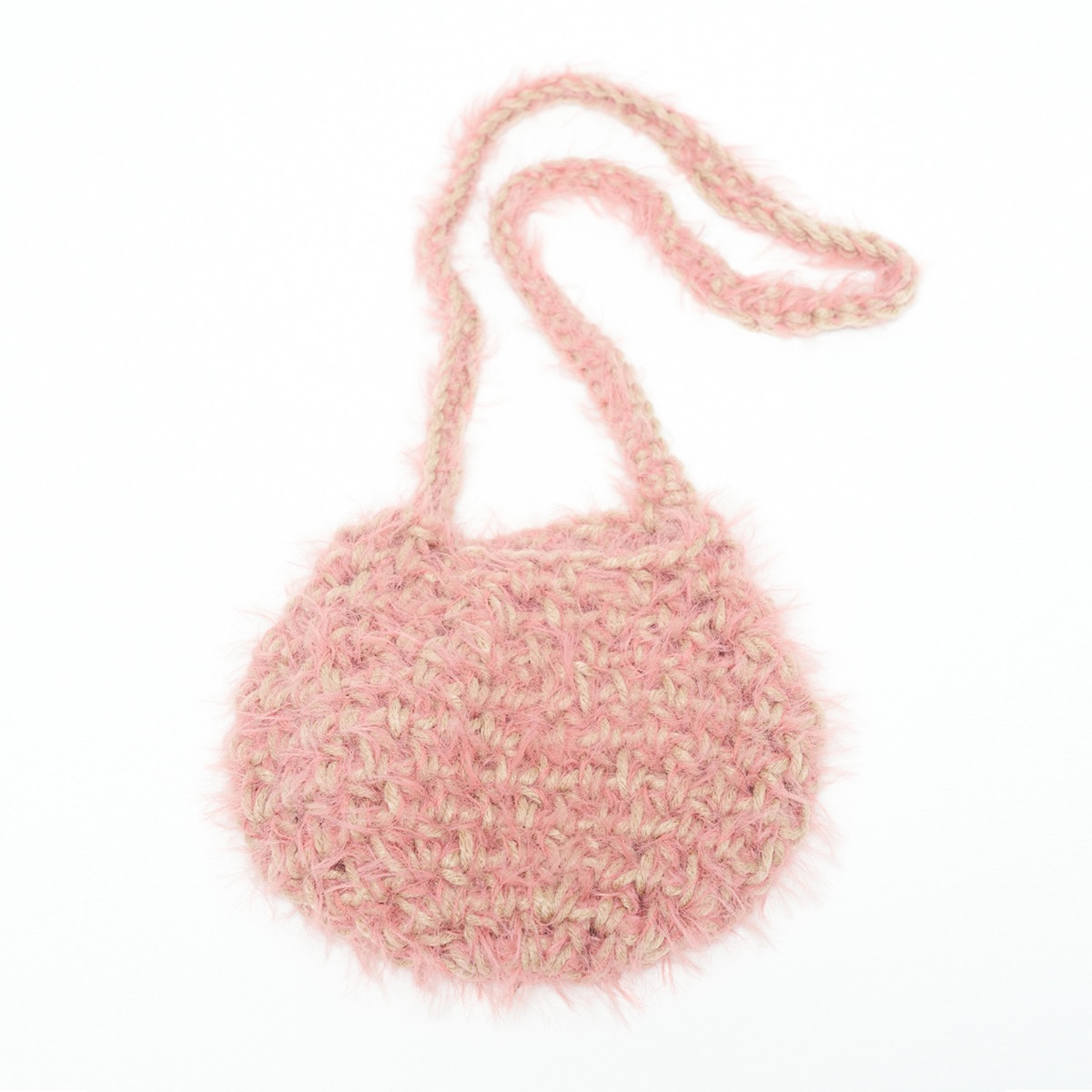 FURRY BAG ROUNDY PALE PINK